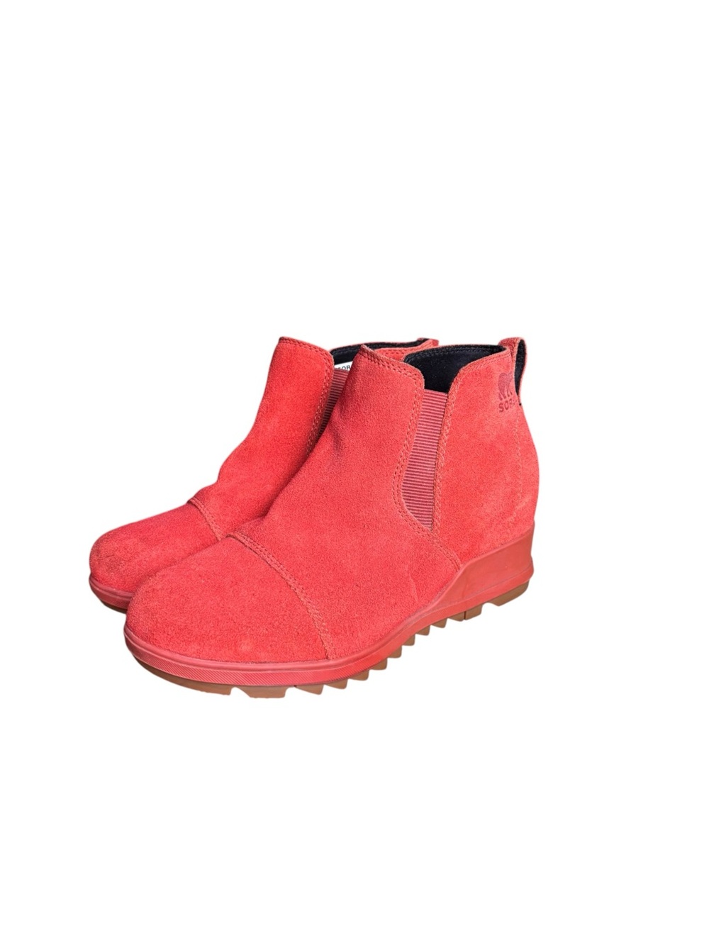Sorel Evie Pull-On Suede Wedge Booties – Warp Red – Women’s 6.5